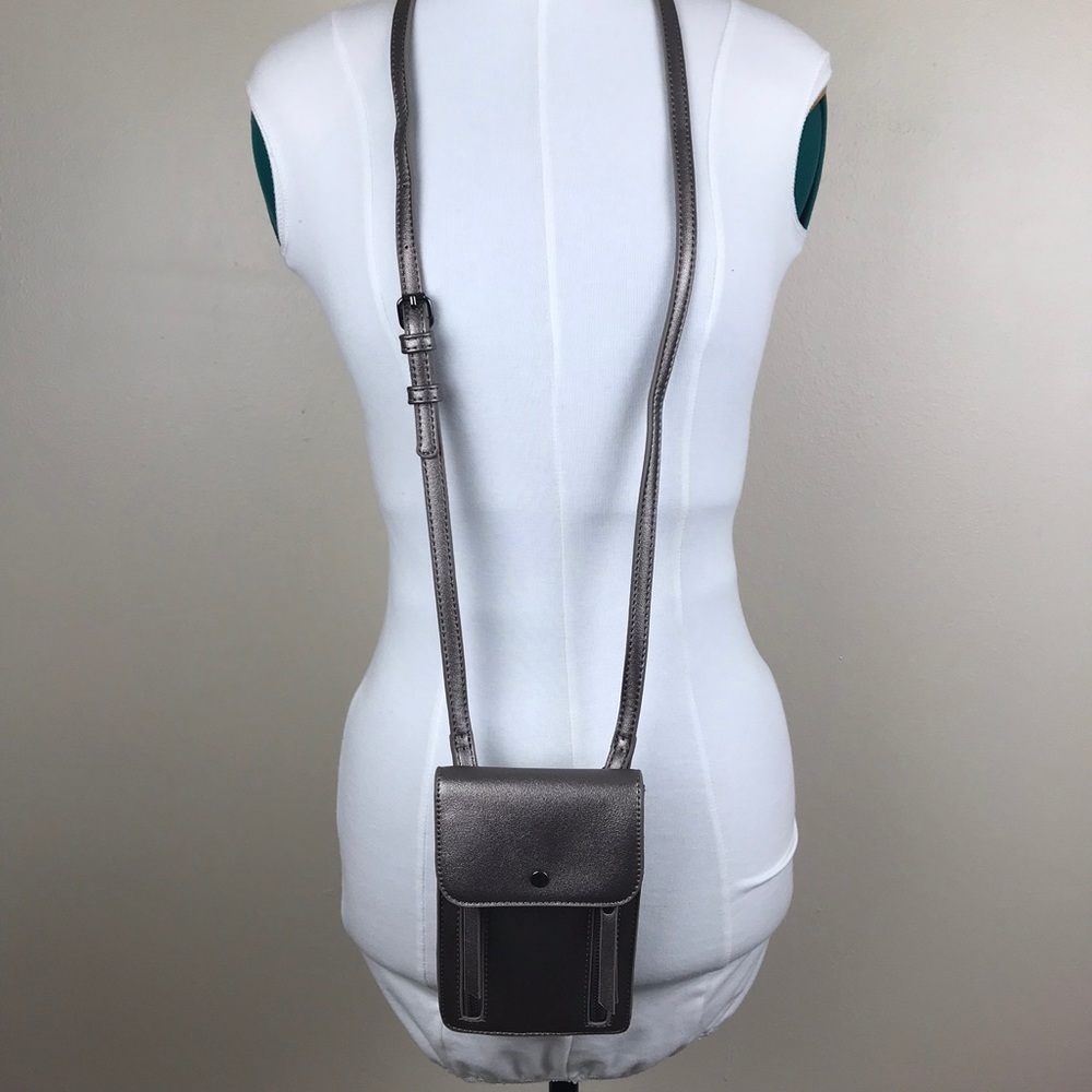 Small Pewter metallic crossbody bag